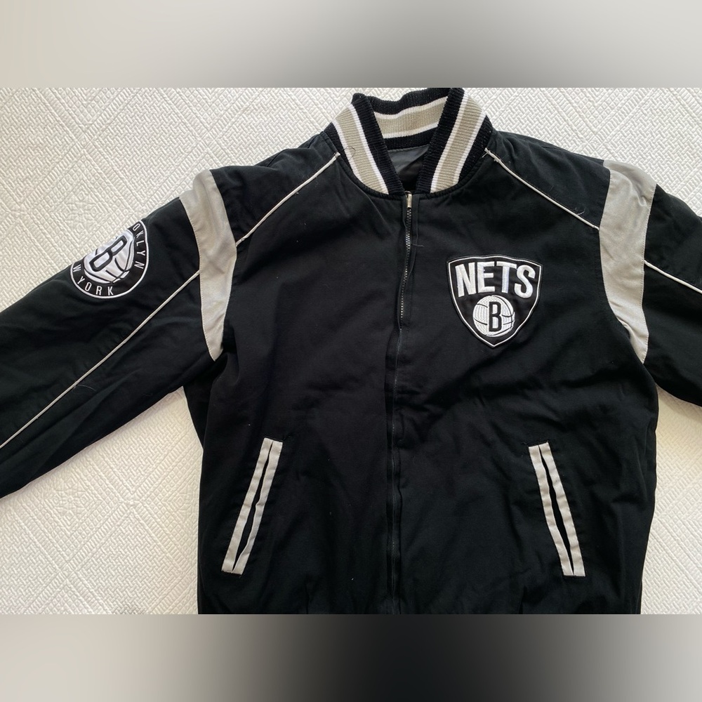 Reversible NBA G III sports by Carl Banks Brooklyn New York Nets bomber jacket - Picture 3 of 12
